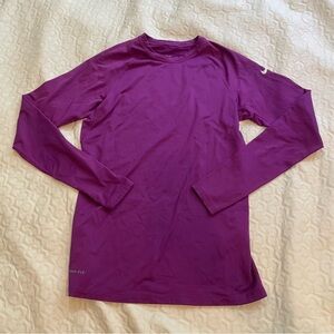 Nike Pro Combat Fitted Women’s Large Purple Long Sleeve Athletic Shirt Workout